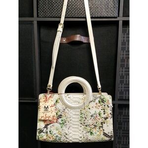 NWT LVIOS Womens Crocodile Floral Purses Handbag Crossbody Shoulder Medium Cream